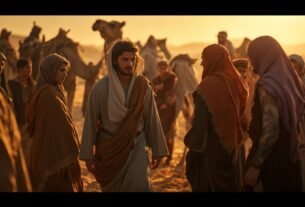 Irmãos de José vendendo-o a mercadores em uma caravana no deserto, representando a traição que ele sofreu