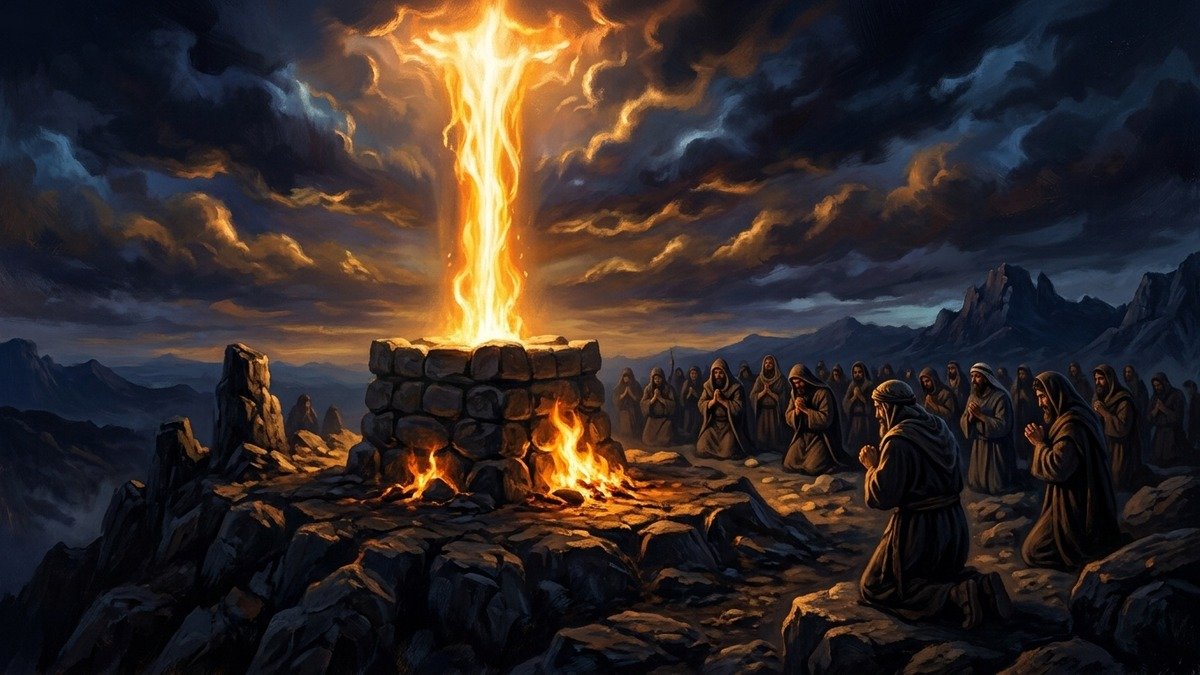 confronto de elias no monte carmelo com fogo do céu