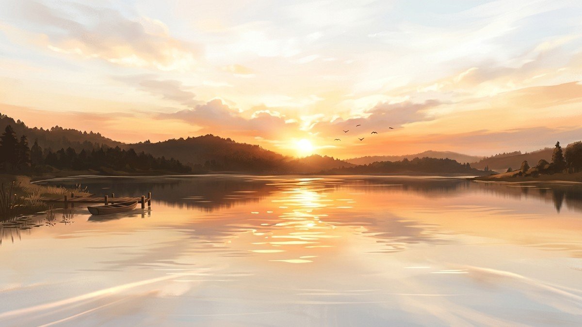 Nascer do sol refletindo em água calma, simbolizando esperança e redenção