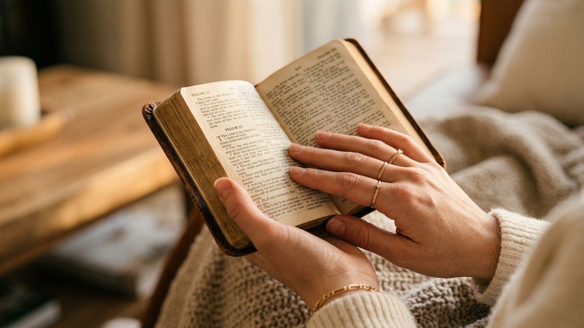 mãos segurando bíblia versículos para mulheres cristãs
